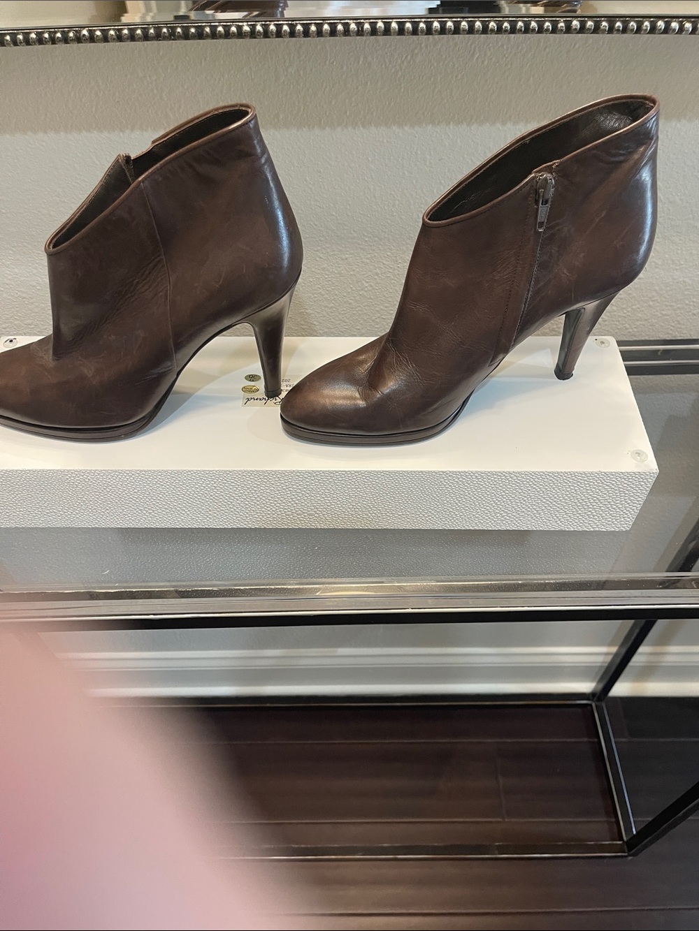 Barneys New York CO-OP Dark Brown Leather Ankle Booties